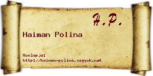Haiman Polina névjegykártya